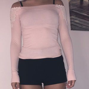 Hollister Pink Off the Shoulder Top Size Small